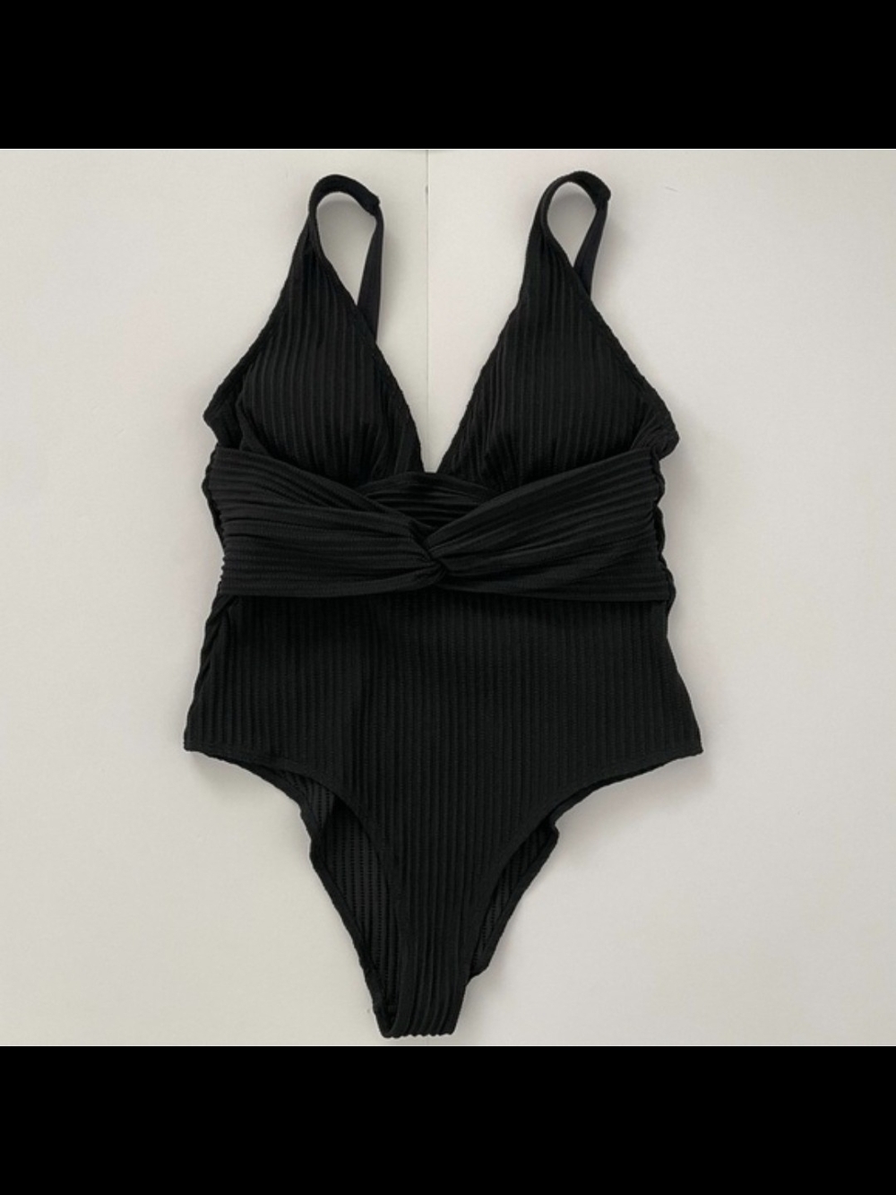  Black Ginger Ribbed & Ruched One- Piece By Cupshe - Picture 5 of 14